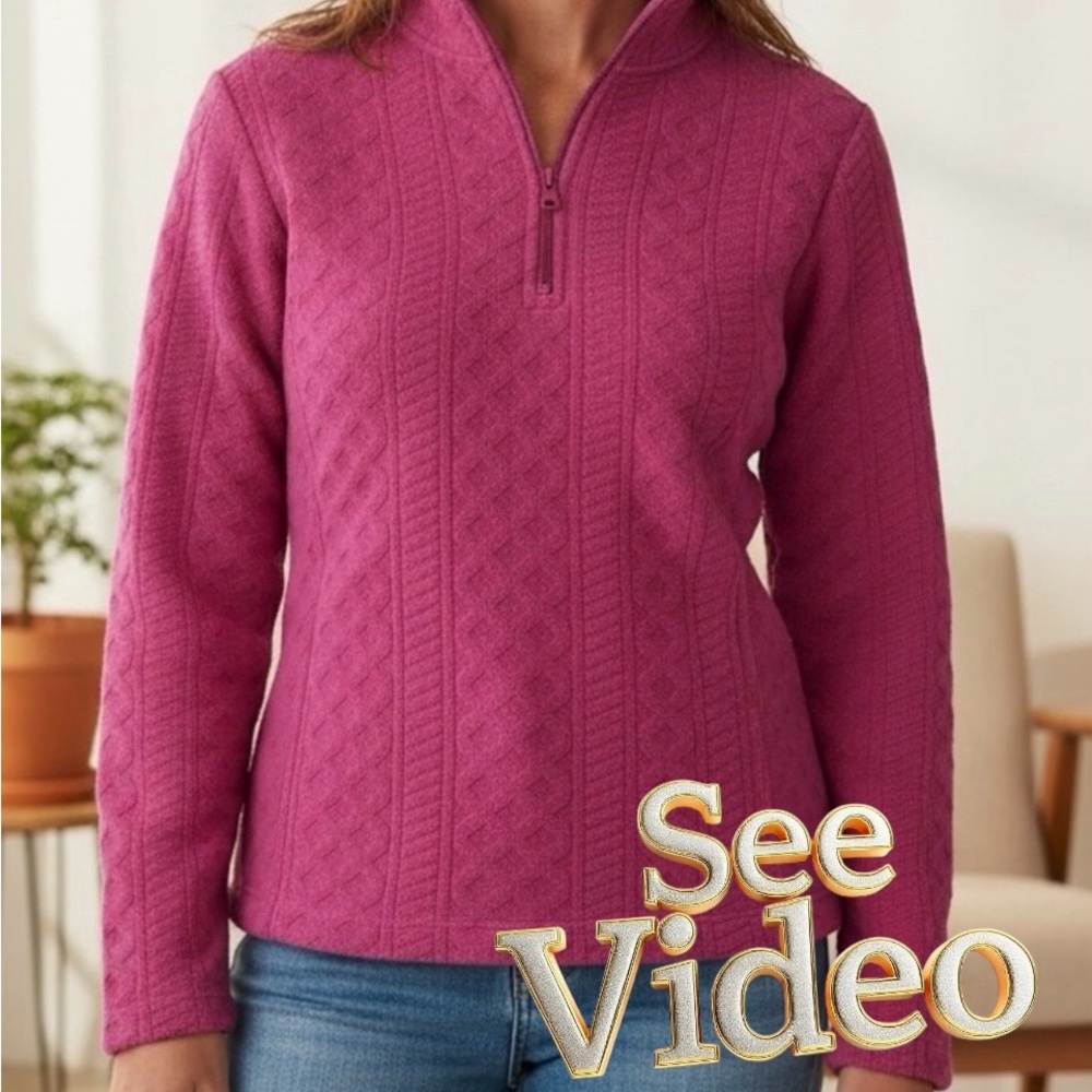 👛(ANY 2/$20) TRADITION Country Collection 1/4 Zip Geo Raised Pattern Pull-On